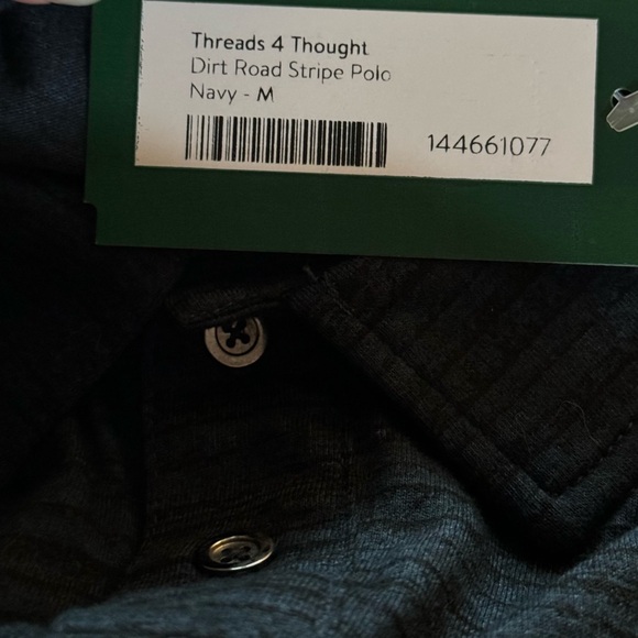 NWT Threads 4 Thought mens Navy striped polo, size medium - Picture 4 of 11